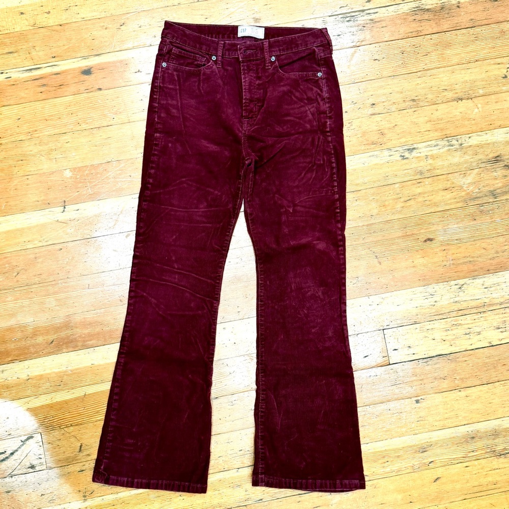 GAP High Rise Corduroy Pants in Deep Red